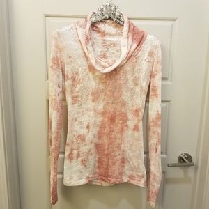 Guess Marciano Pink Metallic Cowl Neck LS Blouse L